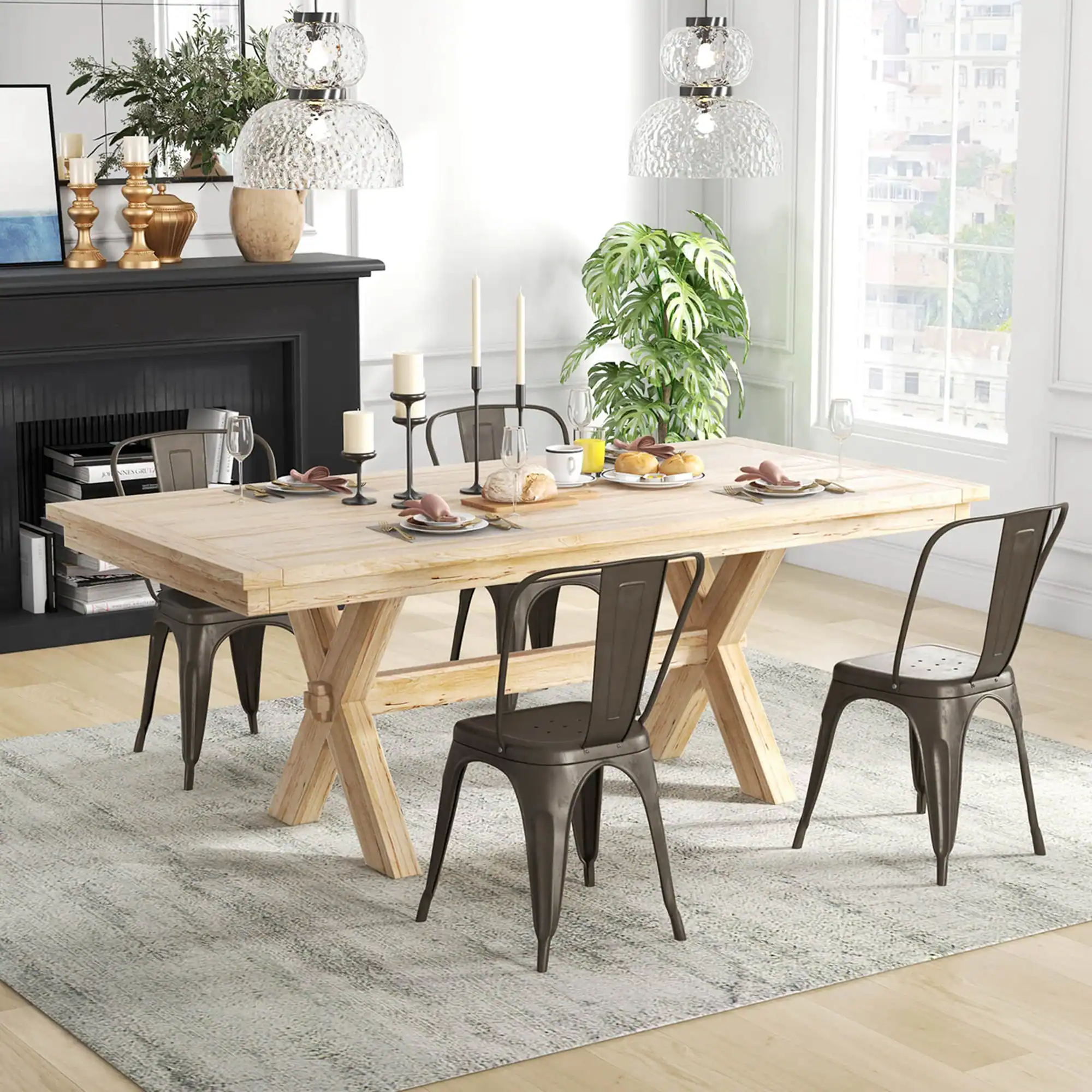 Alt View 4. Costway - Costway Set of 4 Dining Side Chair Stackable Bistro Cafe Metal Stool - Gunmetal.