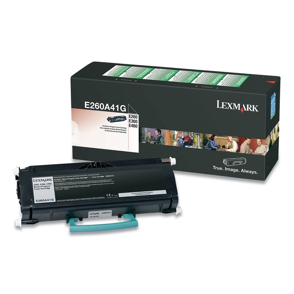 E260A41G  
E260  
E360  
E460  

LEXMARK  
True. Image. Always.  

E260A41G  
E260 Program Toner Cartridge  
E360 Program Toner Cartridge  
E460 Program Toner Cartridge  

LEXMARK  
E260A41G  
Toner Cartridge  
Program Toner Cartridge  

ENR 1499  
BANurT  
Pasg ud Carbige  

CinoAc