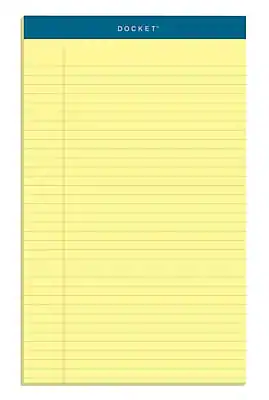 Front. TOPS - Docket Notepads, 8.5" x 14", Wide, 50 Sheets/Pad, 12 Pads/Pack - Canary.