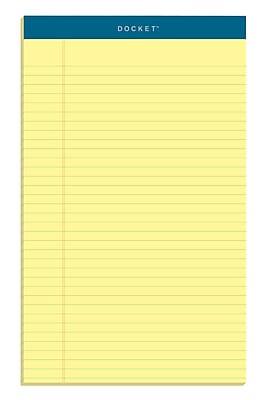 Front. TOPS - Docket Notepads, 8.5" x 14", Wide, 50 Sheets/Pad, 12 Pads/Pack - Canary.