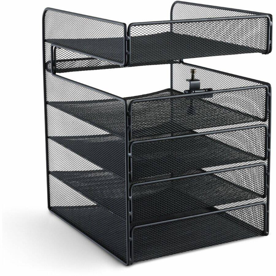 Left. Safco - Safco Onyx Horizontal Hanging Desktop Storage 5 Compartment 14.38" x 10.25" x 12.38" Black Steel - Black.