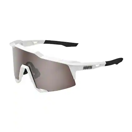 Front. 100% - 100% Speedcraft Sunglasses Matte White HiPER Silver Lens - White.