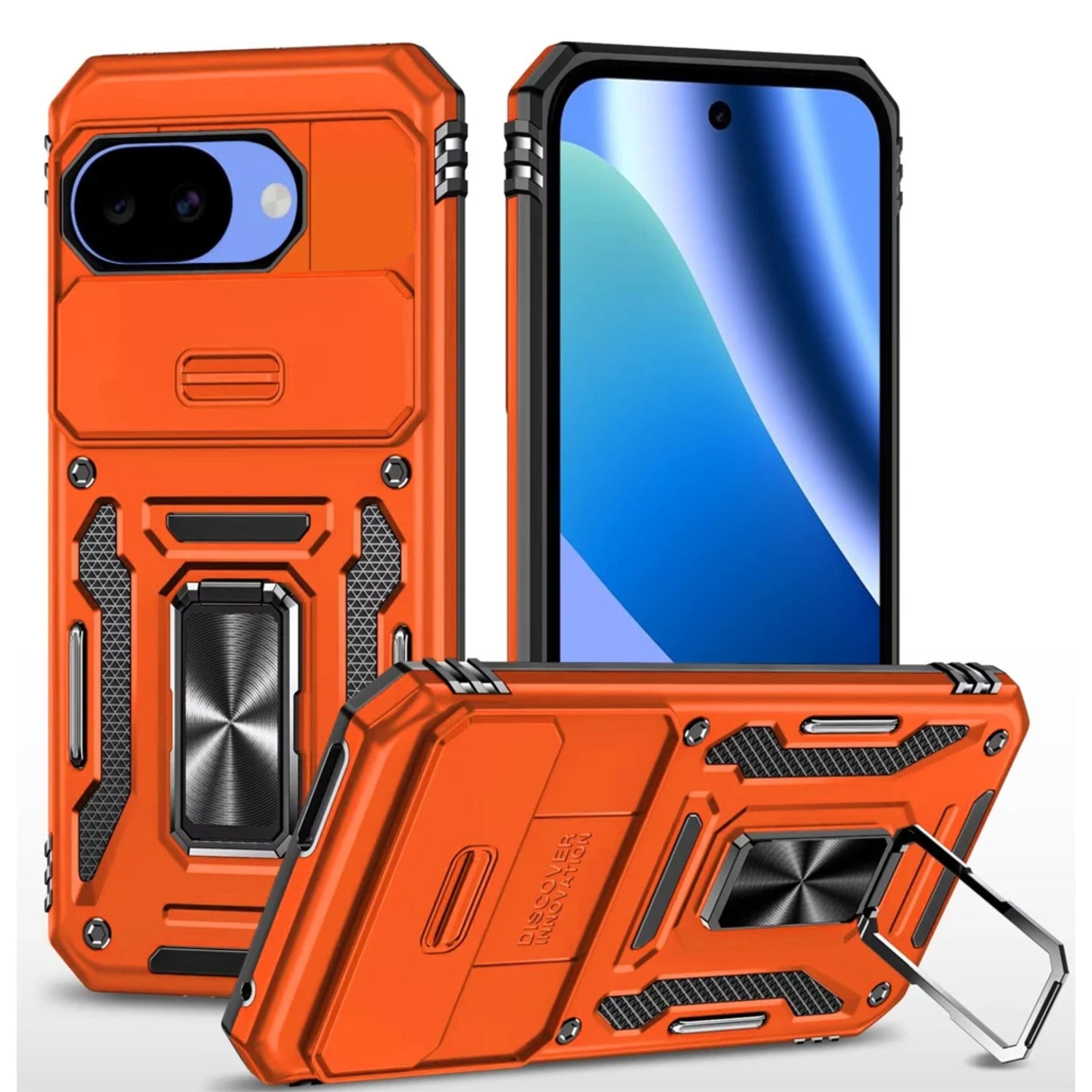 Kitcheniva - Shockproof Camera Lens Sliding Cover Magnetic Ring Stand Phone Case With Tempered Glass For Google Pixel 10a Cosmic Oran - Cosmic Orange price history on PriceWatchPro