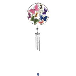 FC Design - 34" Long Butterfly Suncatcher Wind Chime with Gem Outdoor Patio or Garden Hanging Decoration - Multi-Color