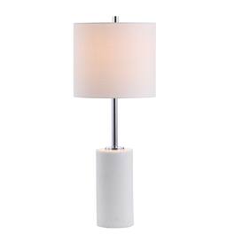 Jonathan Y - Aksel 25.5" Marble LED Table Lamp, White/Chrome - White Marble/Chrome