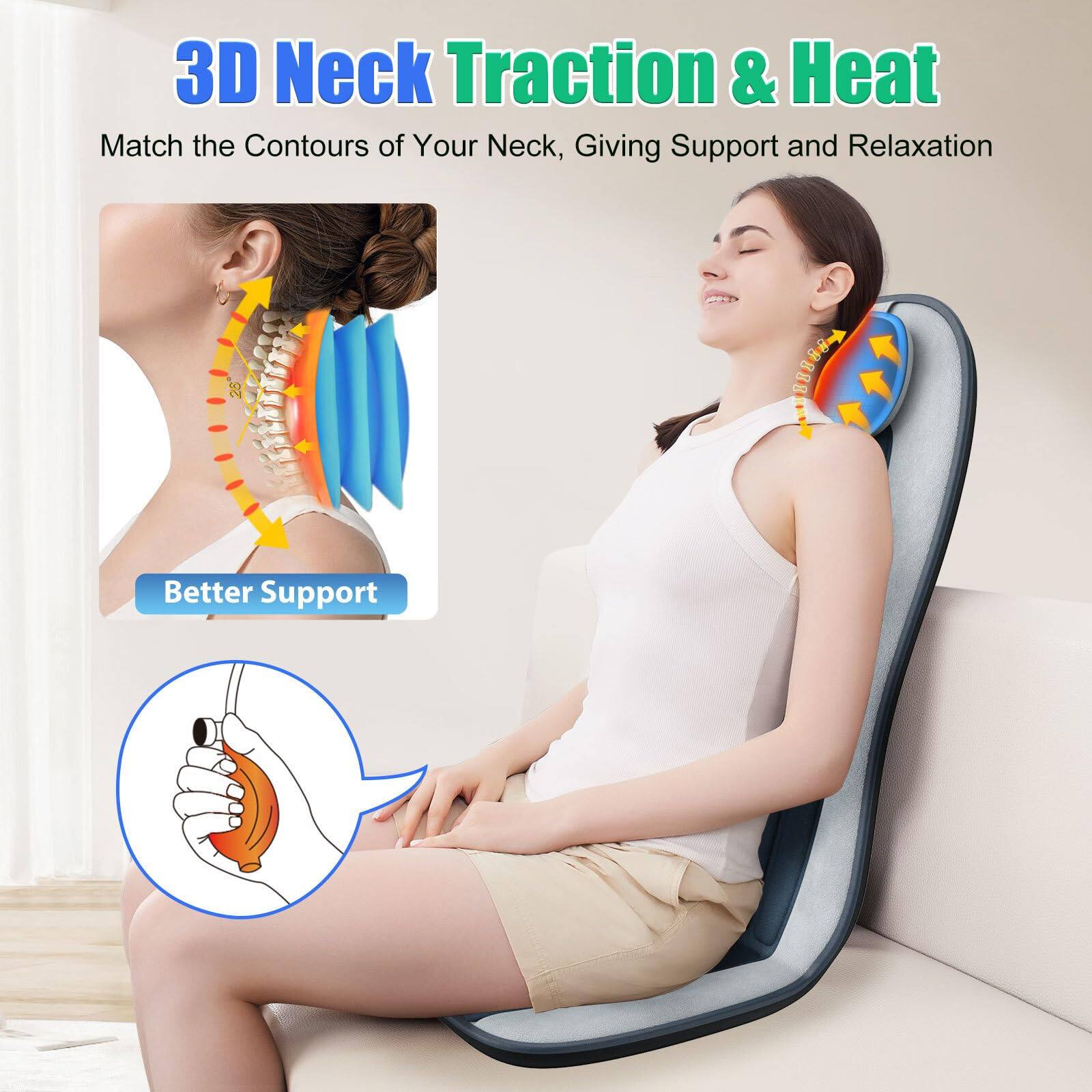 3D Neck Traction & Heat  
Match the Contours of Your Neck, Giving Support and Relaxation  

Better Support