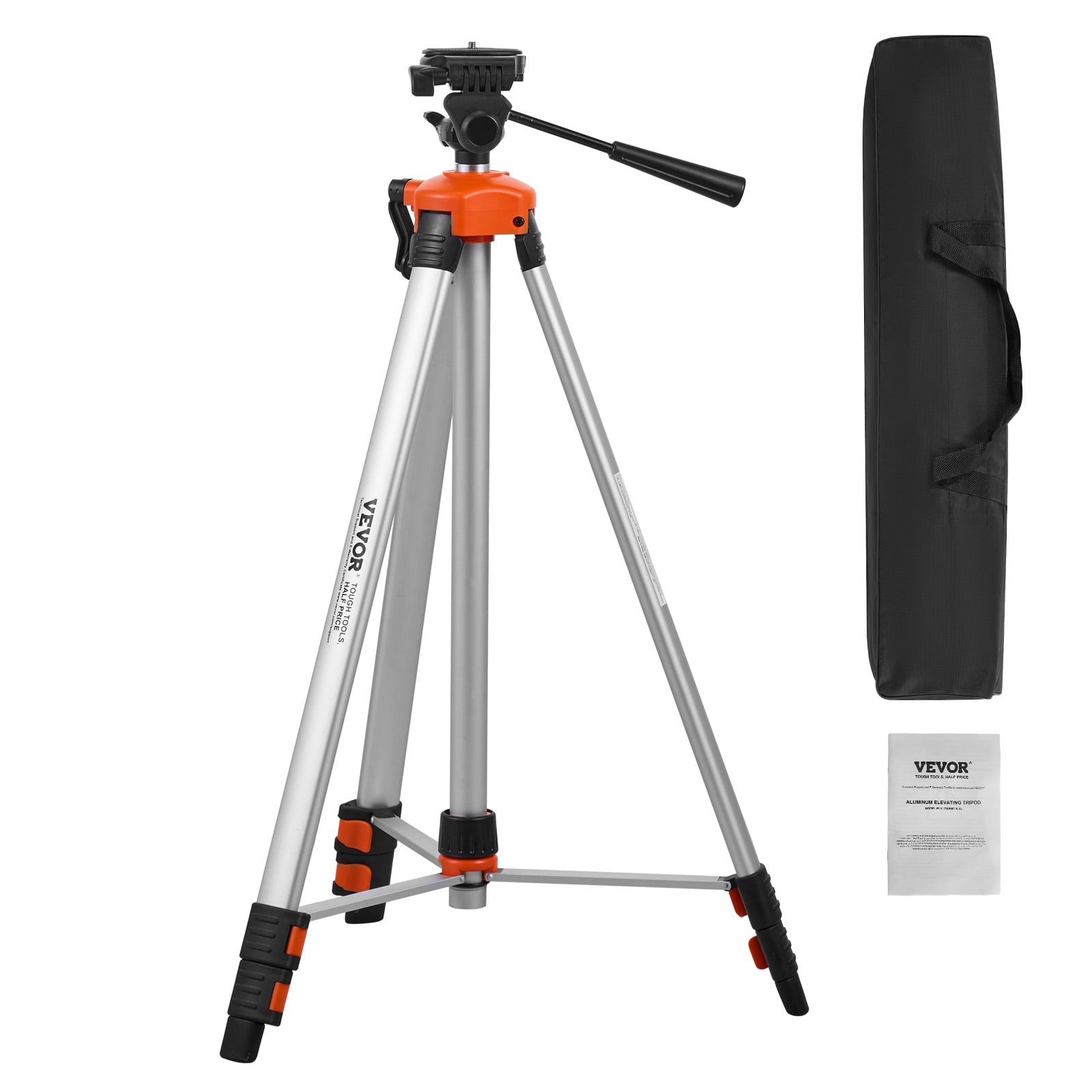 VEVOR - Laser Level Tripod, ¼ x 20 Thread Mount, 27.36-68.11 inch Height Adjustment with Integrated Level Bubble Lightweight - Aluminum Natural Color