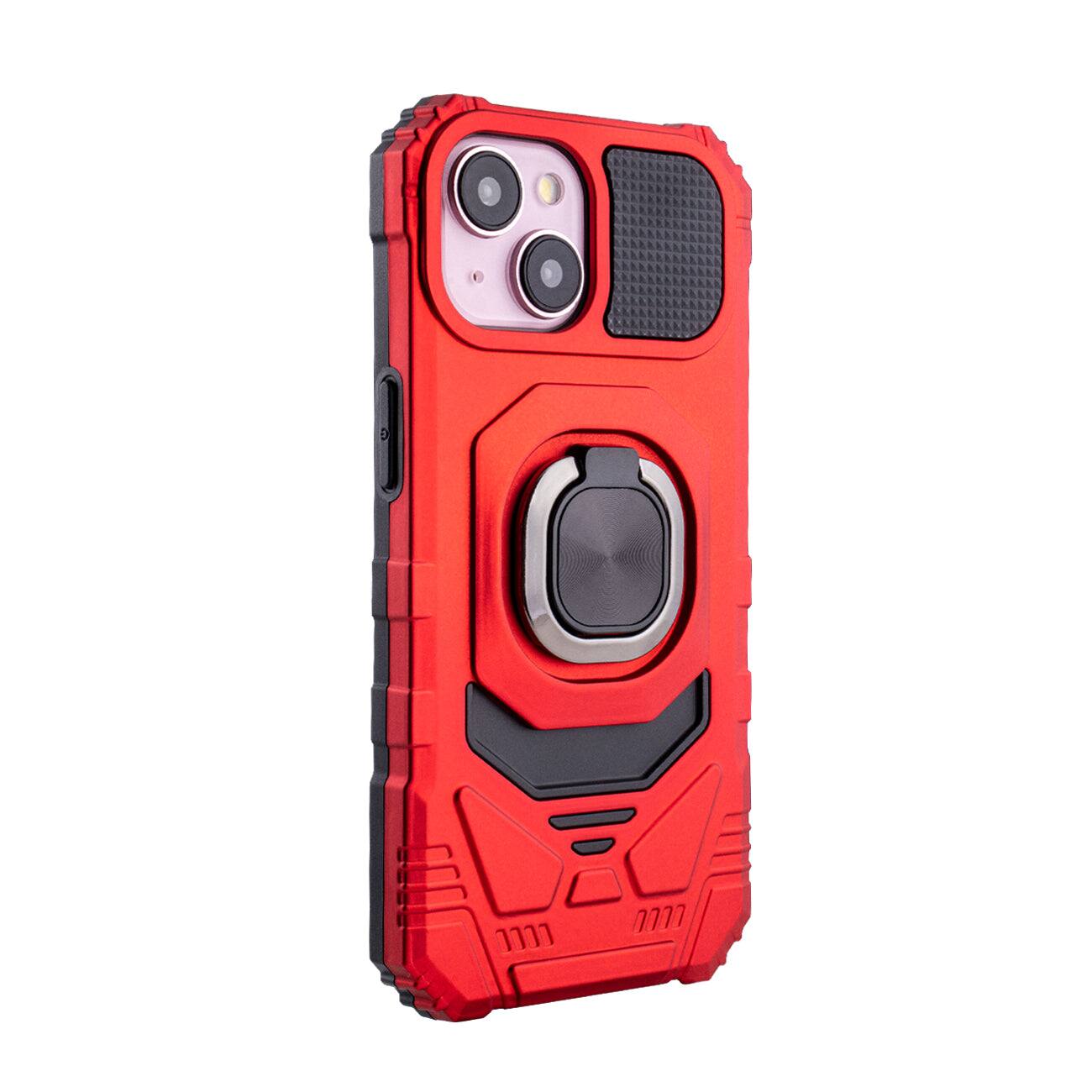 Reiko - Kickstand Ring Holder Tpu Shockproof Case For Iphone 15 In - Red