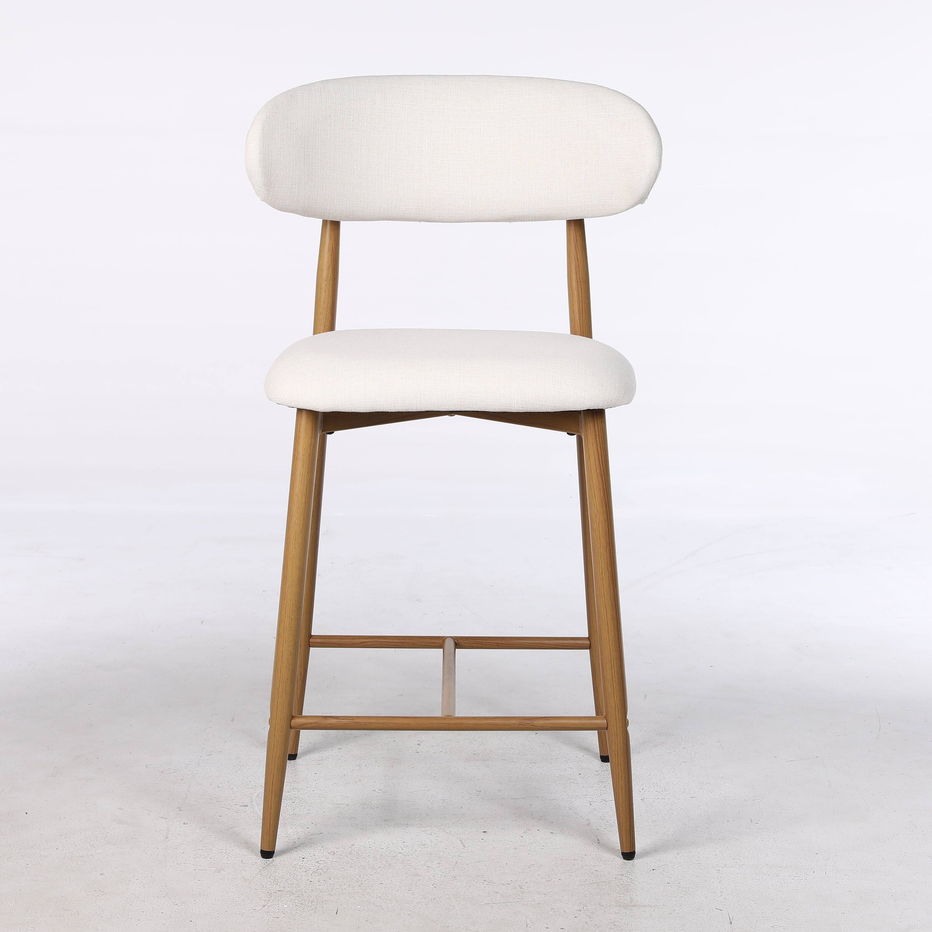 Left. Whisen - Set of 2 Modern Counter Height Bar Stools,Upholstered Dining Chair Set with Metal Legs for Kitchen Island-Natural - Natural.