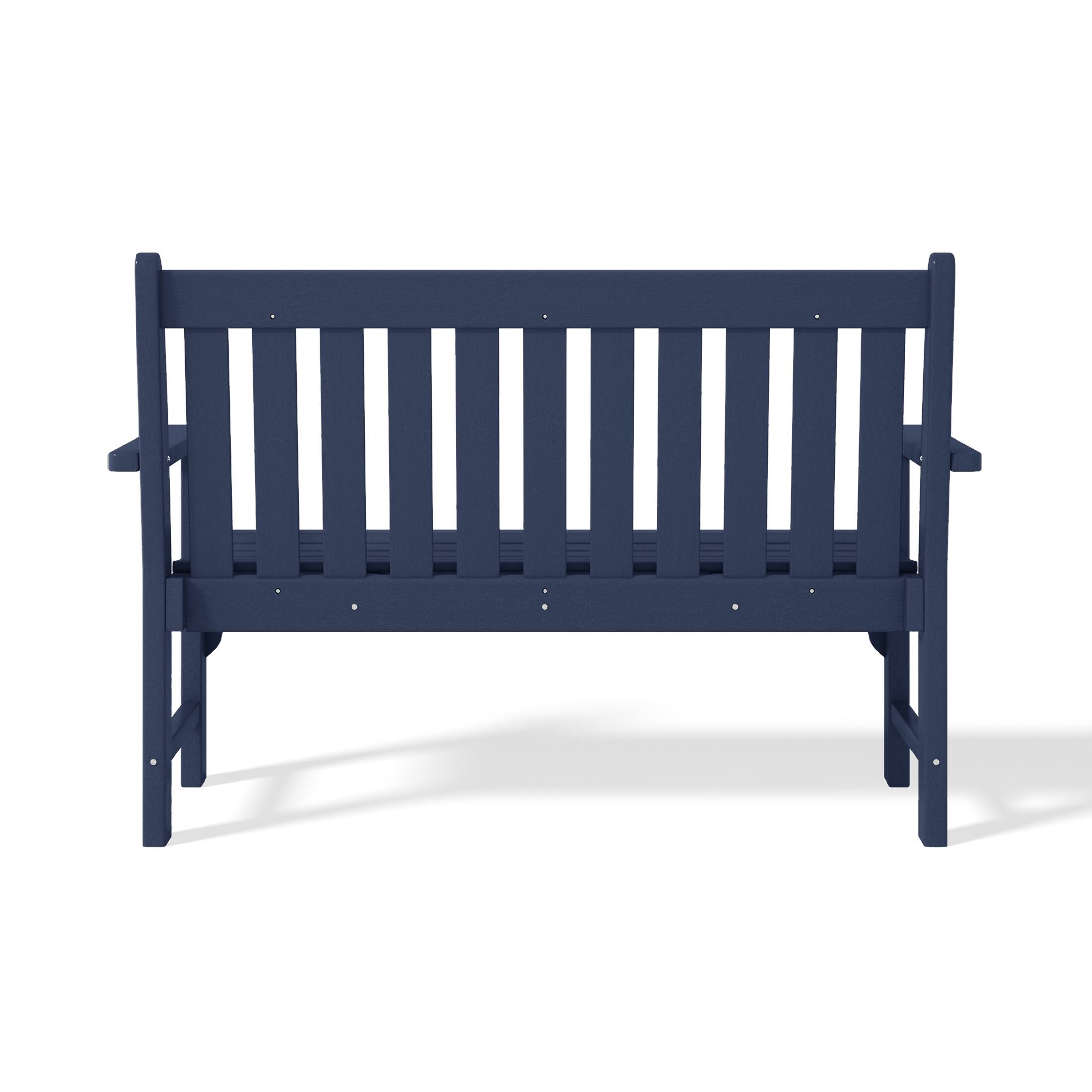 Alt View 2. WestinTrends - WestinTrends Malibu Outdoor 2-Person All-Weather HDPE Front Porch Garden Bench - Navy Blue.