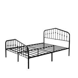 Hivvago - Queen Farmhouse Spindle Metal Platform Bed Frame with Headboard Footboard - Black
