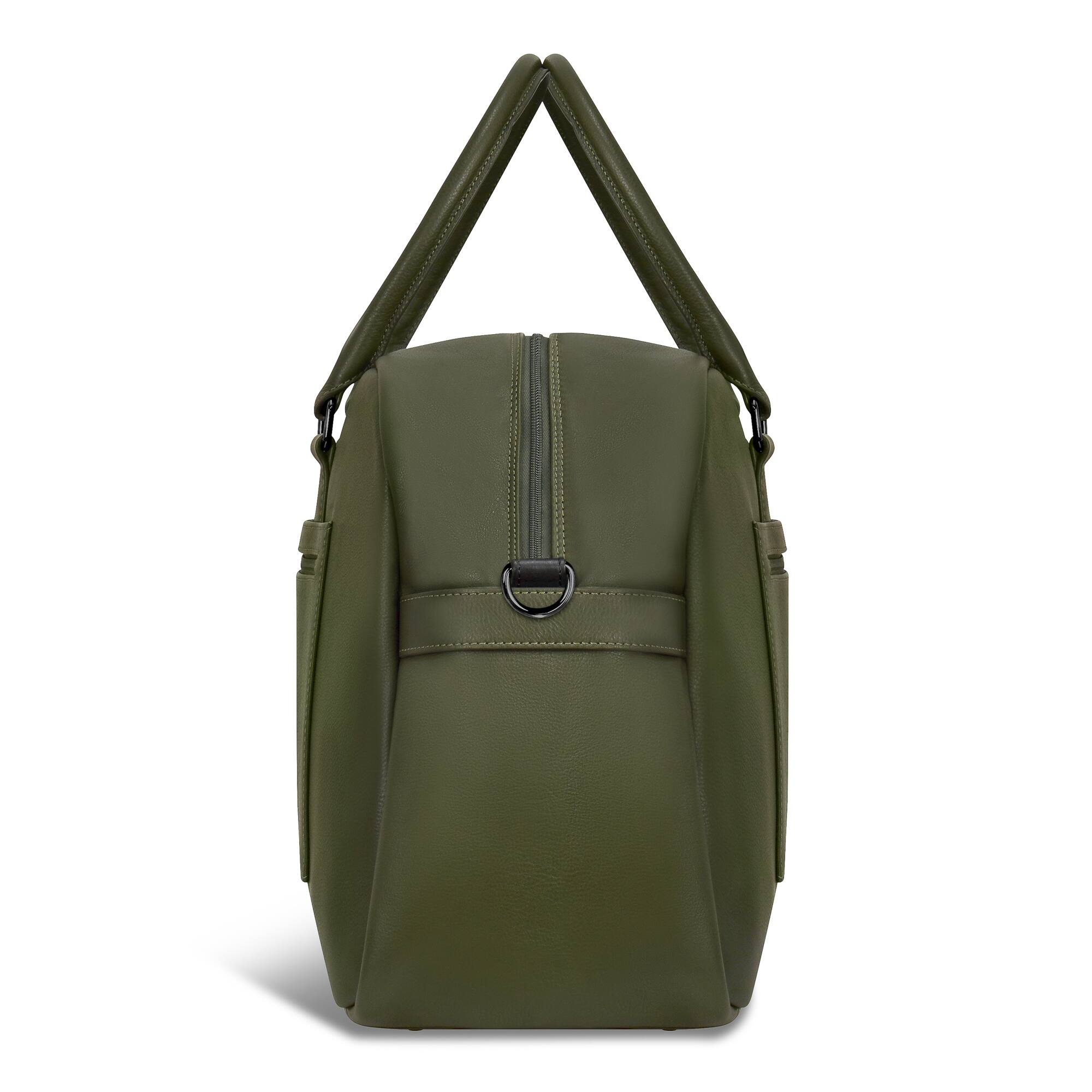 Left. Champs - Onyx Collection Leather Duffel Laptop Bag - Khaki.