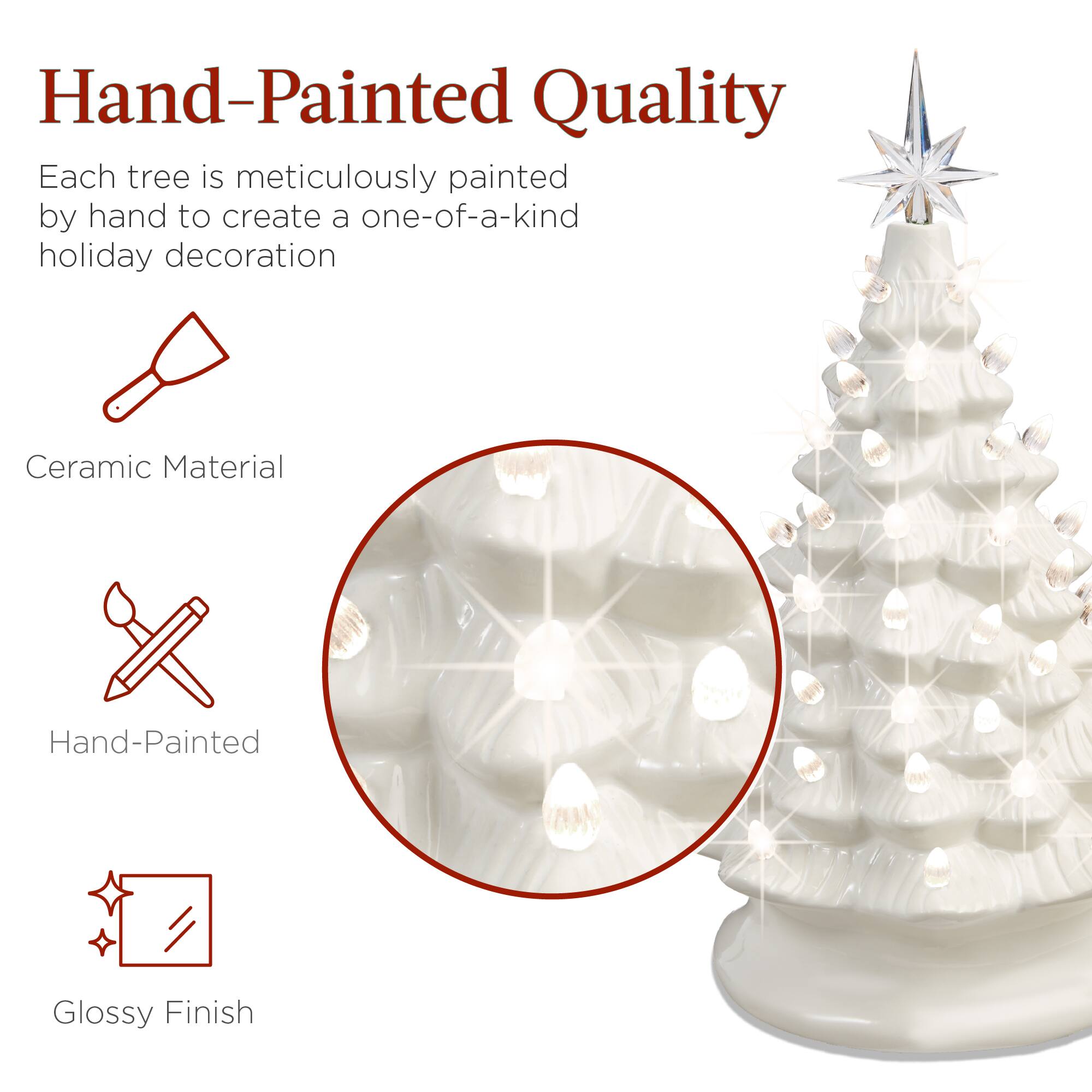 Hand-Painted Quality

Each tree is meticulously painted by hand to create a one-of-a-kind holiday decoration

Ceramic Material

Hand-Painted

Glossy Finish
