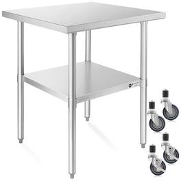KUTLER - NSF Commercial Stainless Steel Prep and Work Table with Wheels - Silver