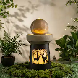 Anysun - Outdoor Garden Lantern with Warm LED Light Deer Silhouette – Decorative Landscape Light for Patio, Yard, Lawn - White+gray