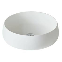 17.7 in Round Matte Cultured Marble Vessel Sink Bathroom Basin