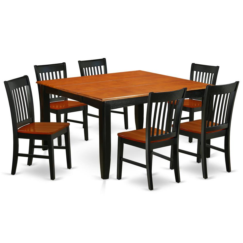Back. East West Furniture - Dining Room Set Black & Cherry - Brown.