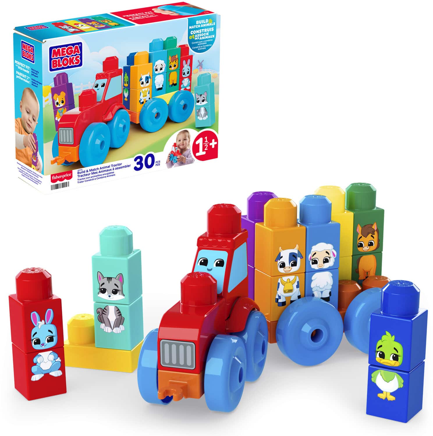 Mega Bloks - Build & Match Animal Tractor - COLLECTIBLES - Multicolor