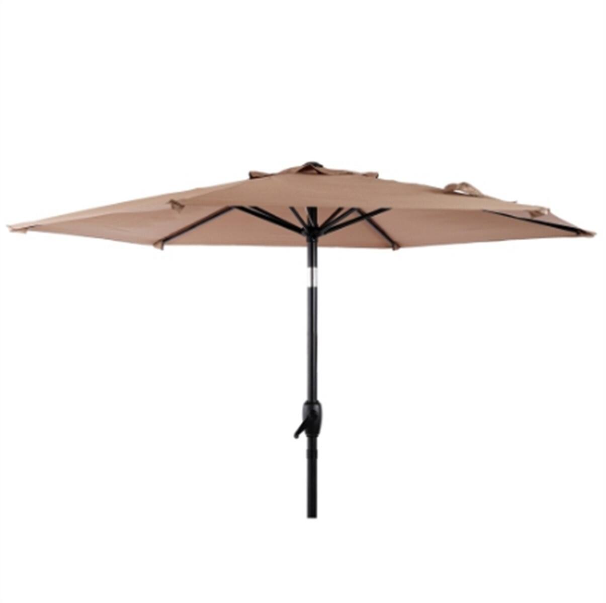 Alt View 2. HTUTWOO - 10FT Steel Patio Umbrella with Push Button Tilt and Crank Mechanism, Waterproof Canopy, Not Include Umbrella Base - BROWN.