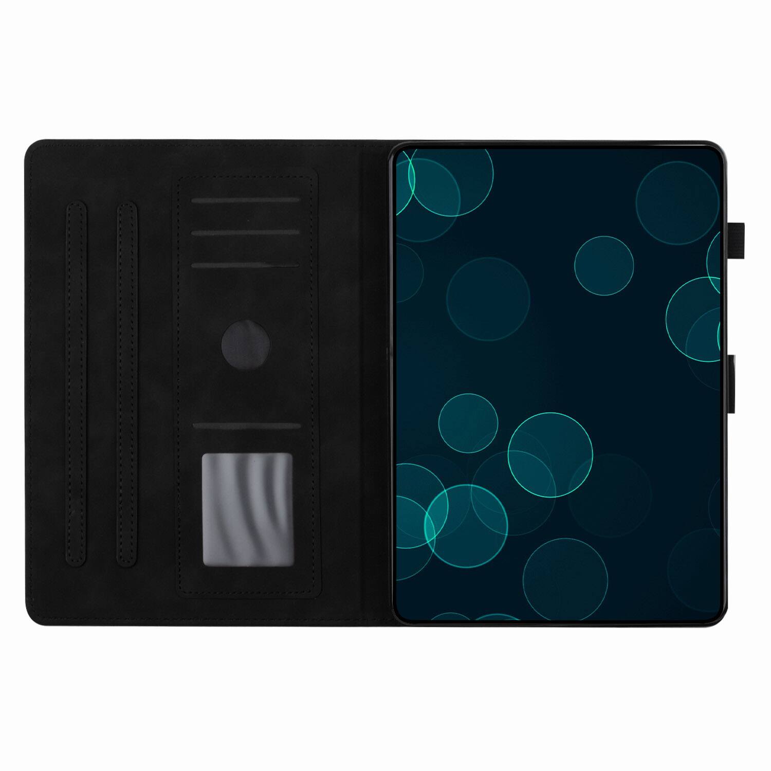 Angle. Dteck - Case for Apple iPad mini (A17 Pro) 2024 and iPad mini 6th Gen 8.3" 2021,Embossed PU Leather Card Slot Stand Flip Cover - Black.