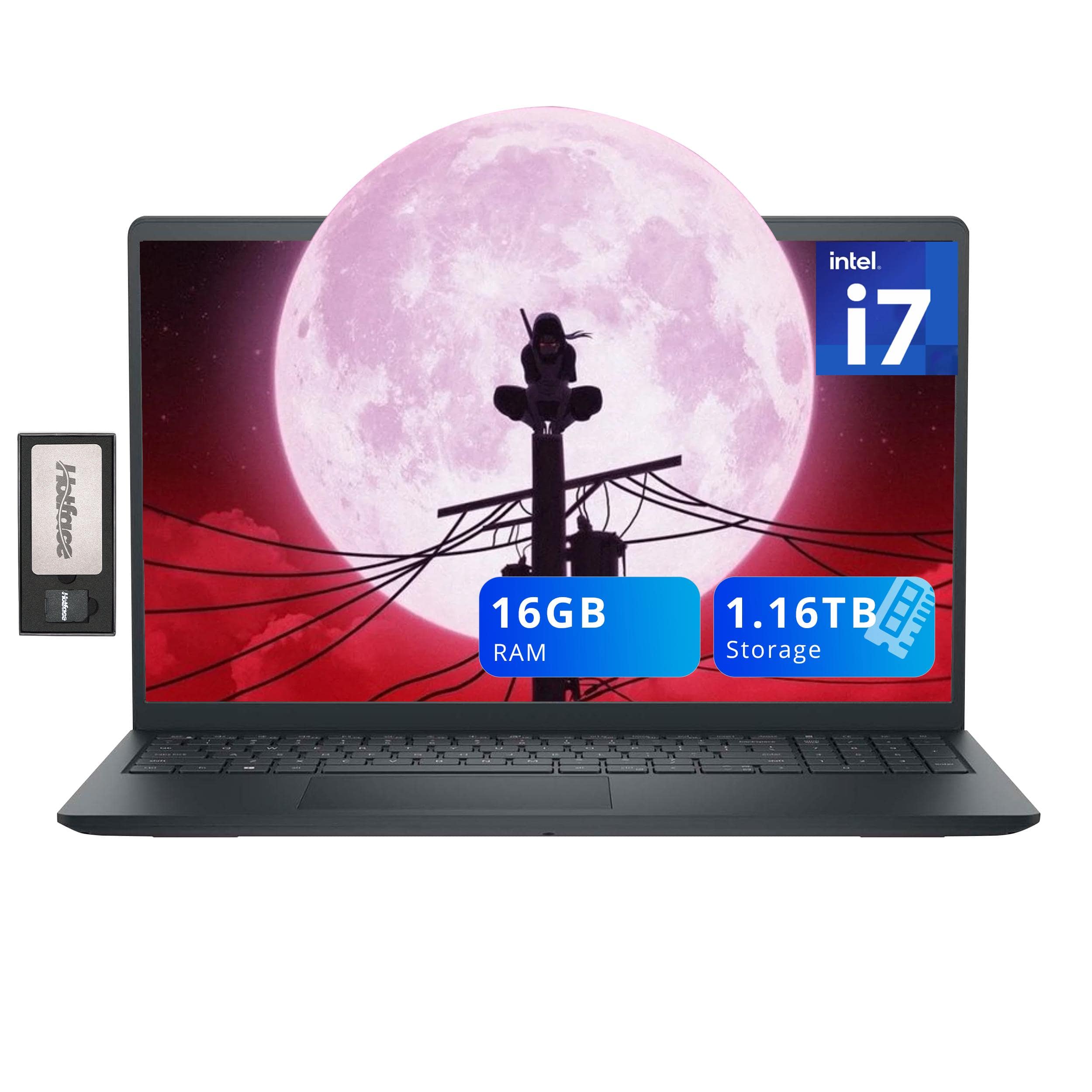 Dell - Inspiron 15 15.6" FHD Laptop,Intel Core i7-1255U,16GB RAM,1TB SSD+160GB Dock Station,Iris Xe Graphics,Win 11 - Black