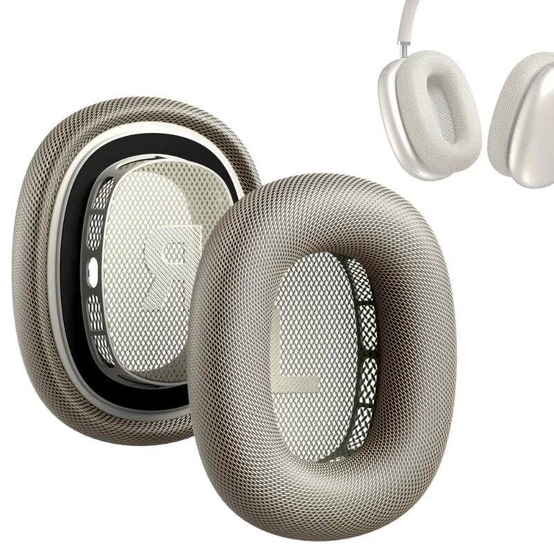 Alt View 6. RomeTech - Premium Replacement Ear Cushions Compatible with Apple AirPods Max – Durable Mesh Fabric and Soft Foam Earpads - White.