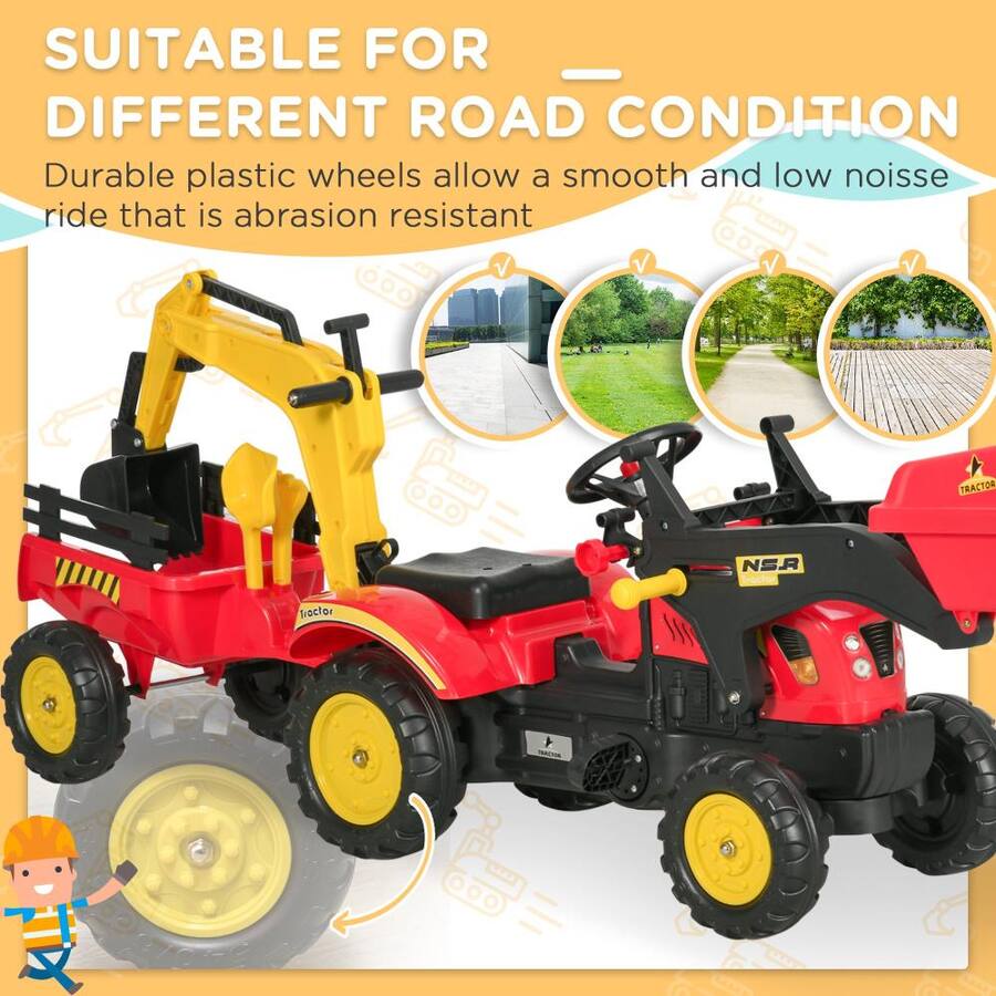 Mini Ricksaws For Kids Rideable BreeBe 3 in 1 Kids Ride On Excavator & Bulldozer Pedal Car, Forward ...