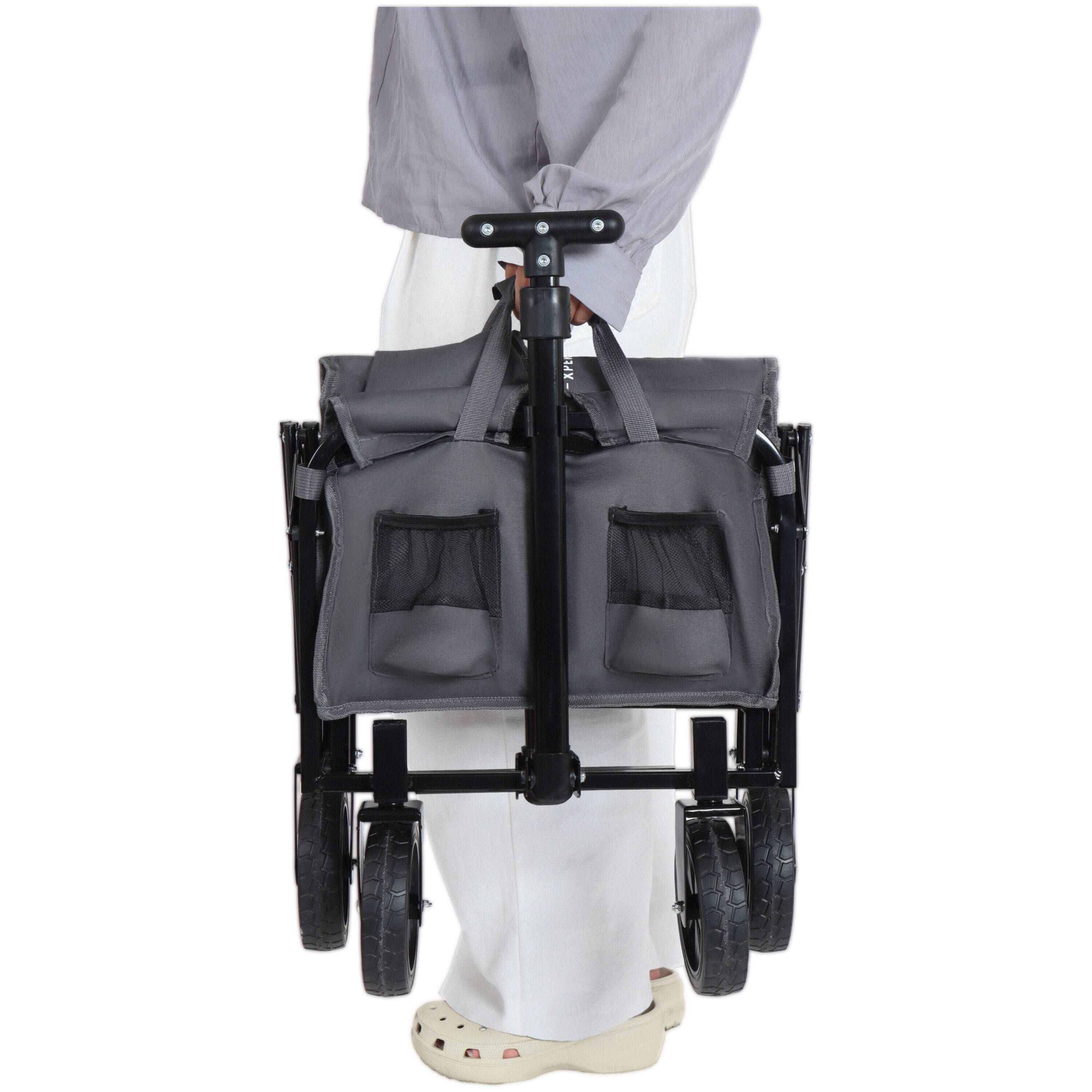 Alt View 2. Mondawe - Expandable Dual-Layer Wagon Utility Carts w/ 225LBS Capacity, 360° All-Terrain Wheels - Gray.