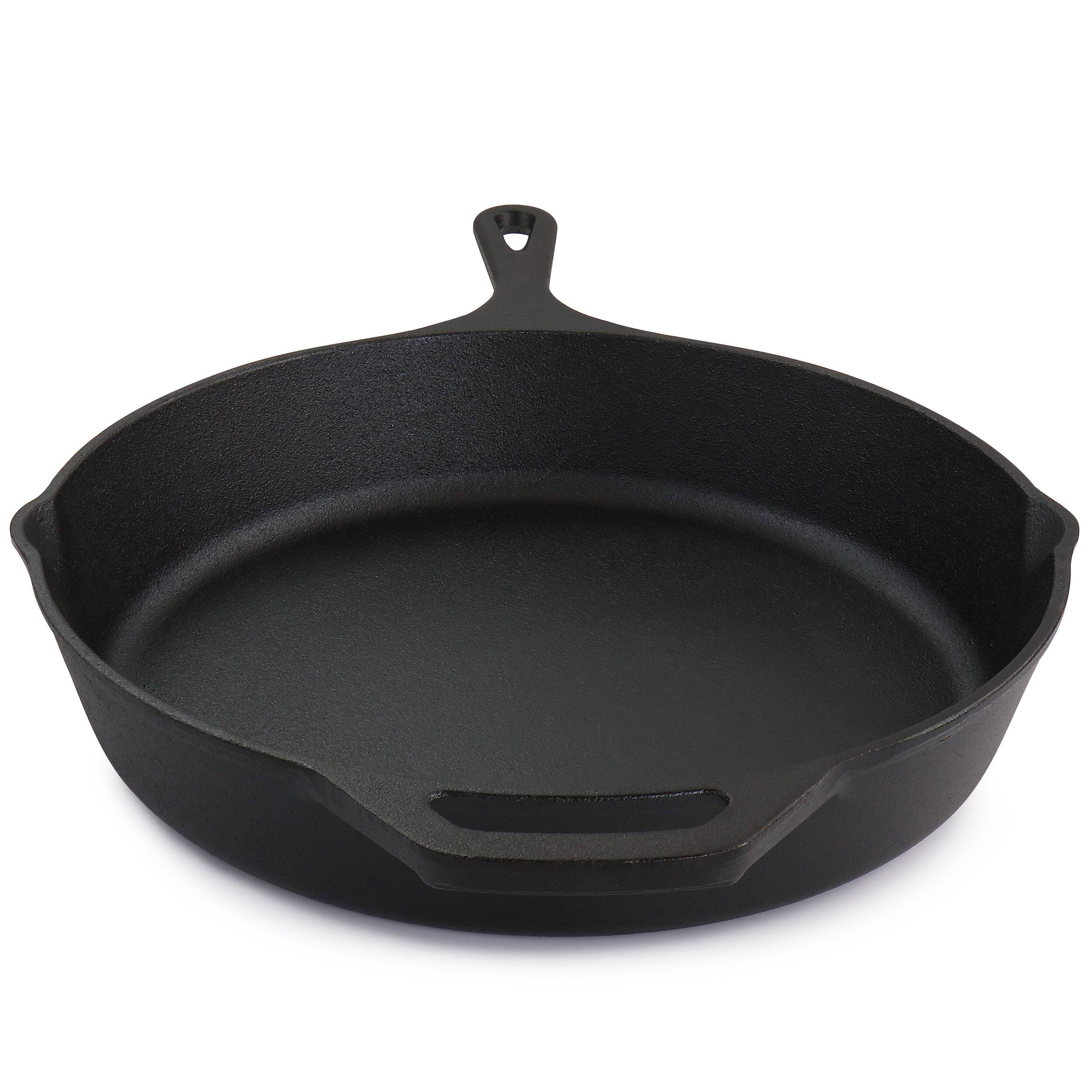 Alt View 1. MegaChef - MegaChef 12 Inch Round Preseasoned Cast Iron Frying Pan in Black - Black.