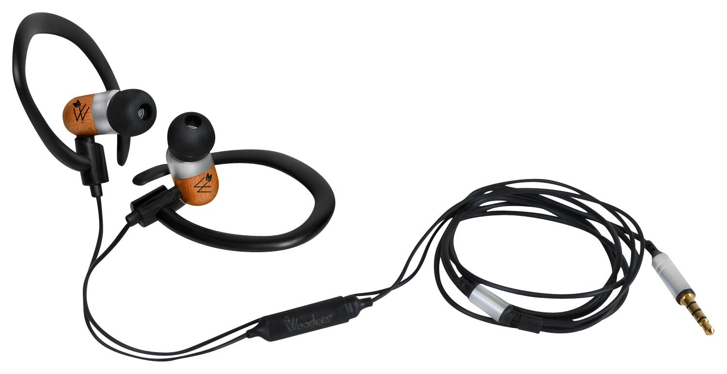 Front. Woodees - Sport Earbud Headphones - Classic Umber Stain.