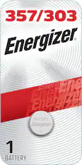Front. Energizer - 357/303 Batteries (1 Pack), Button Cell Batteries - Silver.
