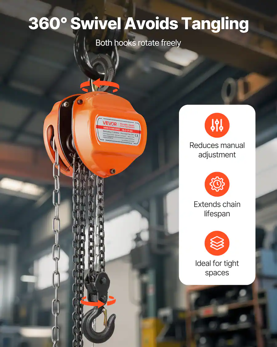 Hanf Chain VEVOR Hand Chain Hoist, 3 Ton 6600 lbs Capacity, Manual Chain Block ...