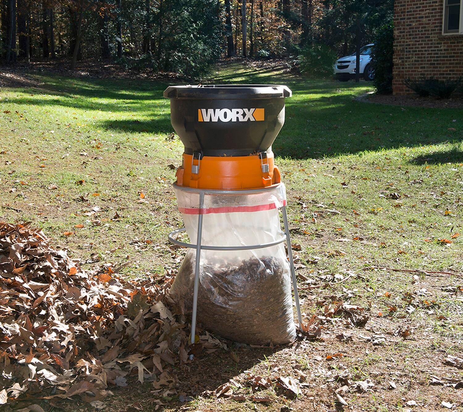 Alt View 3. WORX - 13 Amp Electric Leaf Mulcher - 53 Gallons of Leafs Per Min - 11:1 Leaf Mulching Ratio - Foldable Design for Storage - Black.