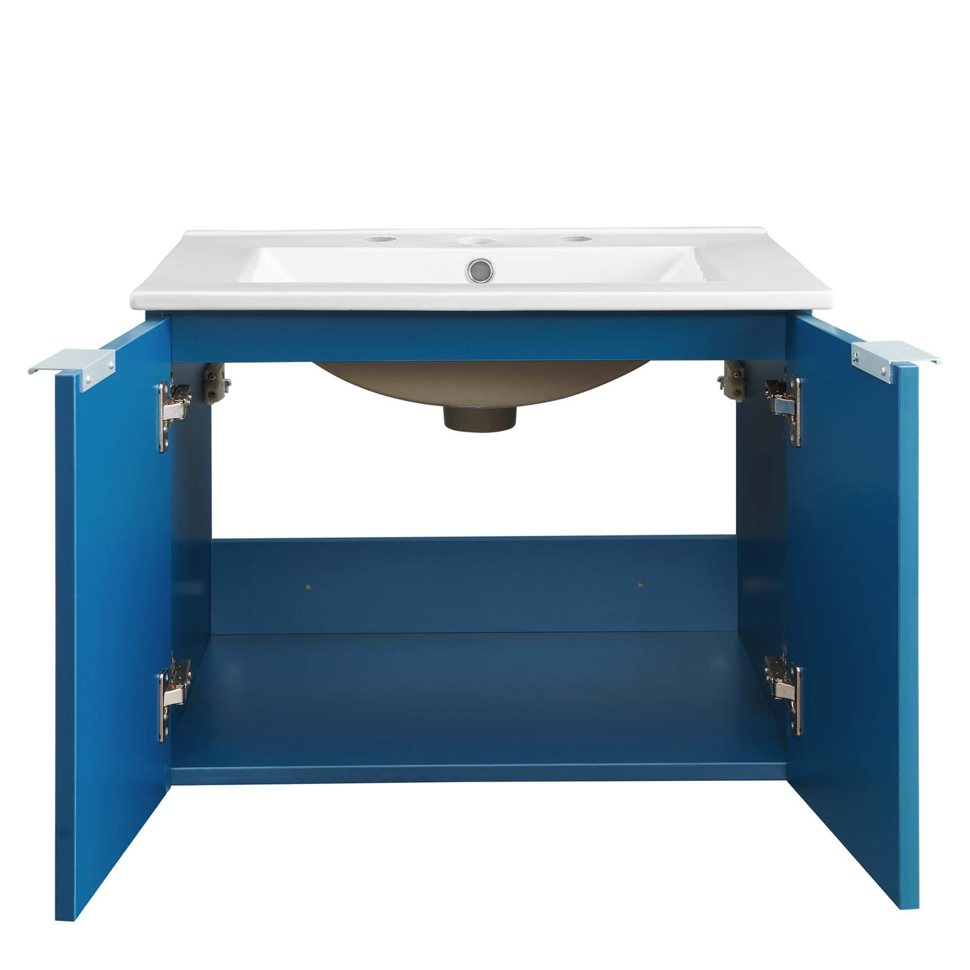 Alt View 7. Modway - Maybelle Wall-Mount Bathroom Vanity Basin Included - Navy White.