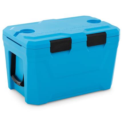Front. Gymax - Gymax 37 QT Insulated Portable Cooler w/2 Cup Holders Bottle Opener & Drain Plug Blue - Blue.