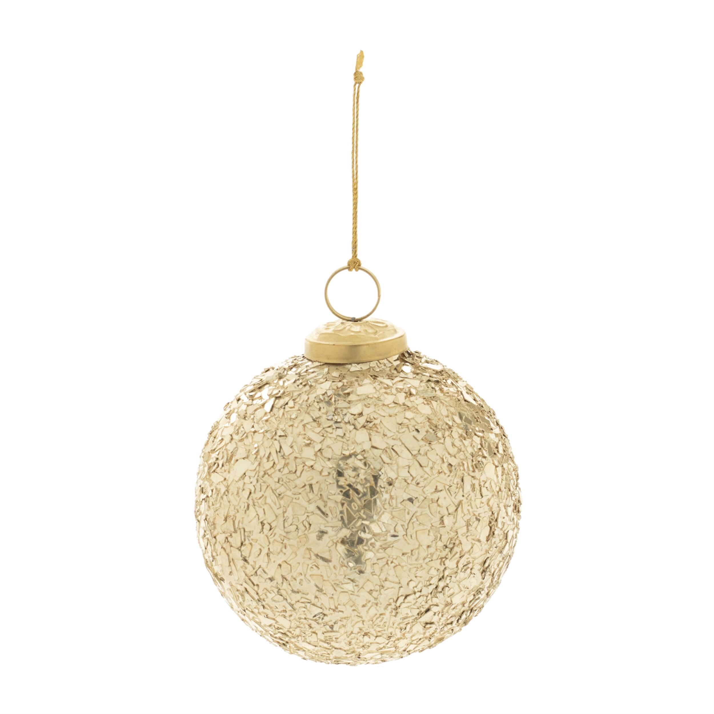 Angle. BreeBe - Mosaic Glass Ball Ornament (Set of 4) - Gold.