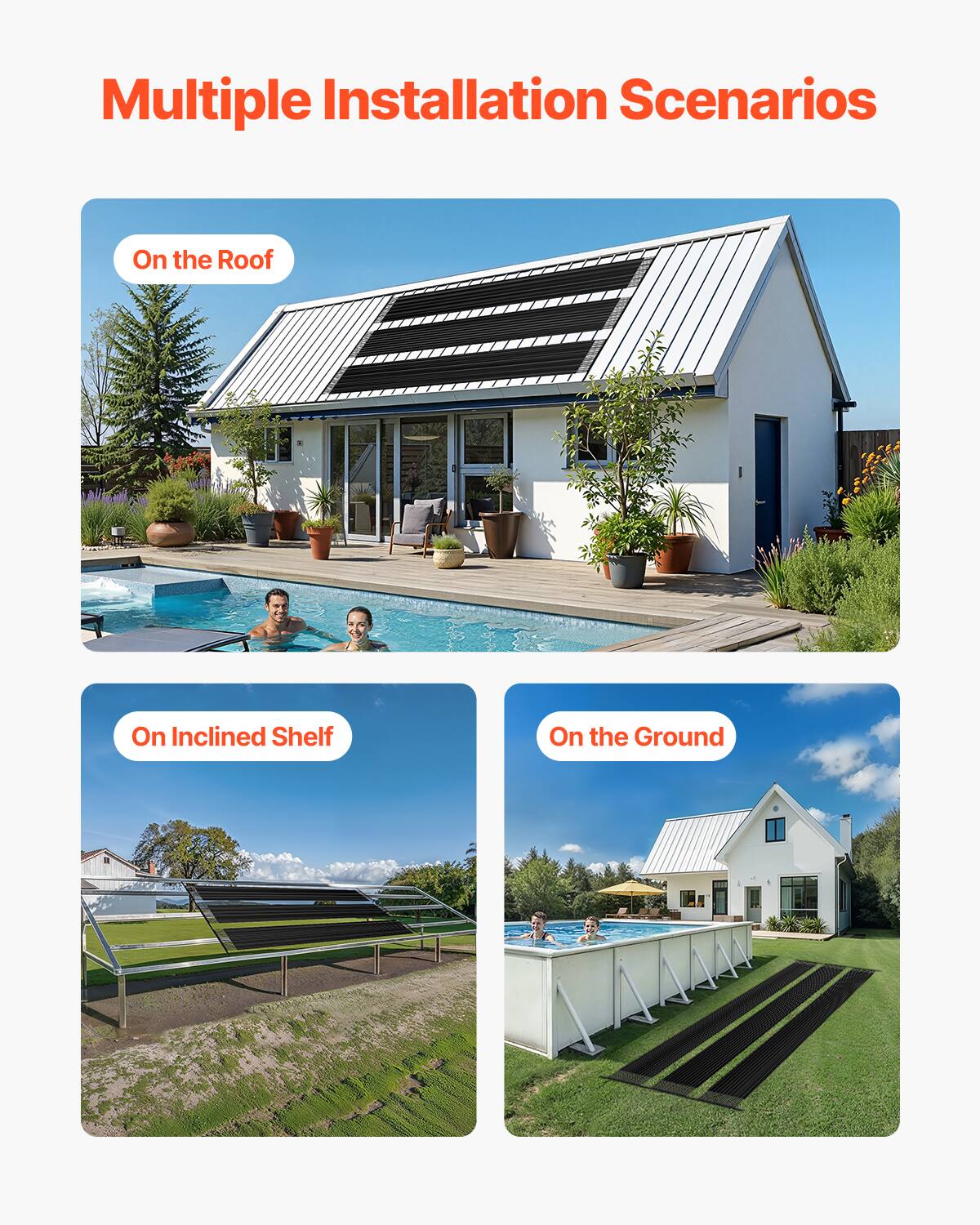 Multiple Installation Scenarios

- On the Roof
- On Inclined Shelf
- On the Ground