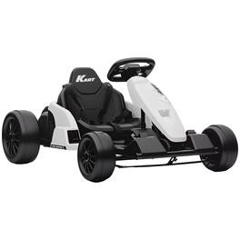Qaba - Electric Go Kart with Dual 150W Motors, Adjustable Seat & 11.2MPH High Speed, Slow Start - White