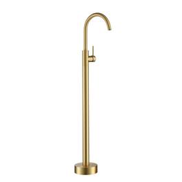 Boyel Living - Freestanding Floor Mount Single Handle Bath Tub Filler Faucet with Water Supply Lines - Brushed Gold
