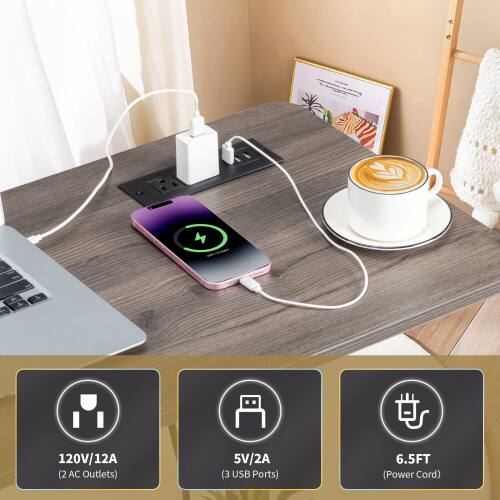 4. 120V/12A (2 AC Outlets)  
5. 5V/2A (3 USB Ports)  
6. 6.5FT (Power Cord)