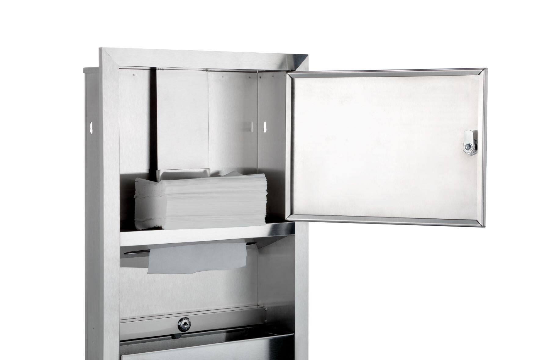 Alt View 9. Alpine Industries - Paper Towel Holder, 28" Recessed Paper Towel Dispenser with 2 Gal. Trash - Stainless Steel.