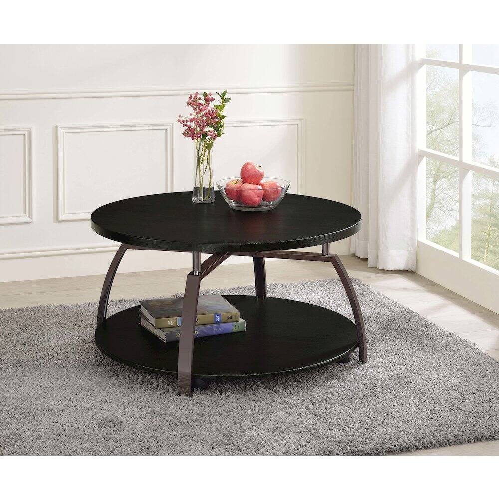 Alt View 2. Coaster Co. of America - Dacre Round Engineered Wood Top Coffee Table Dark Grey - Gray.