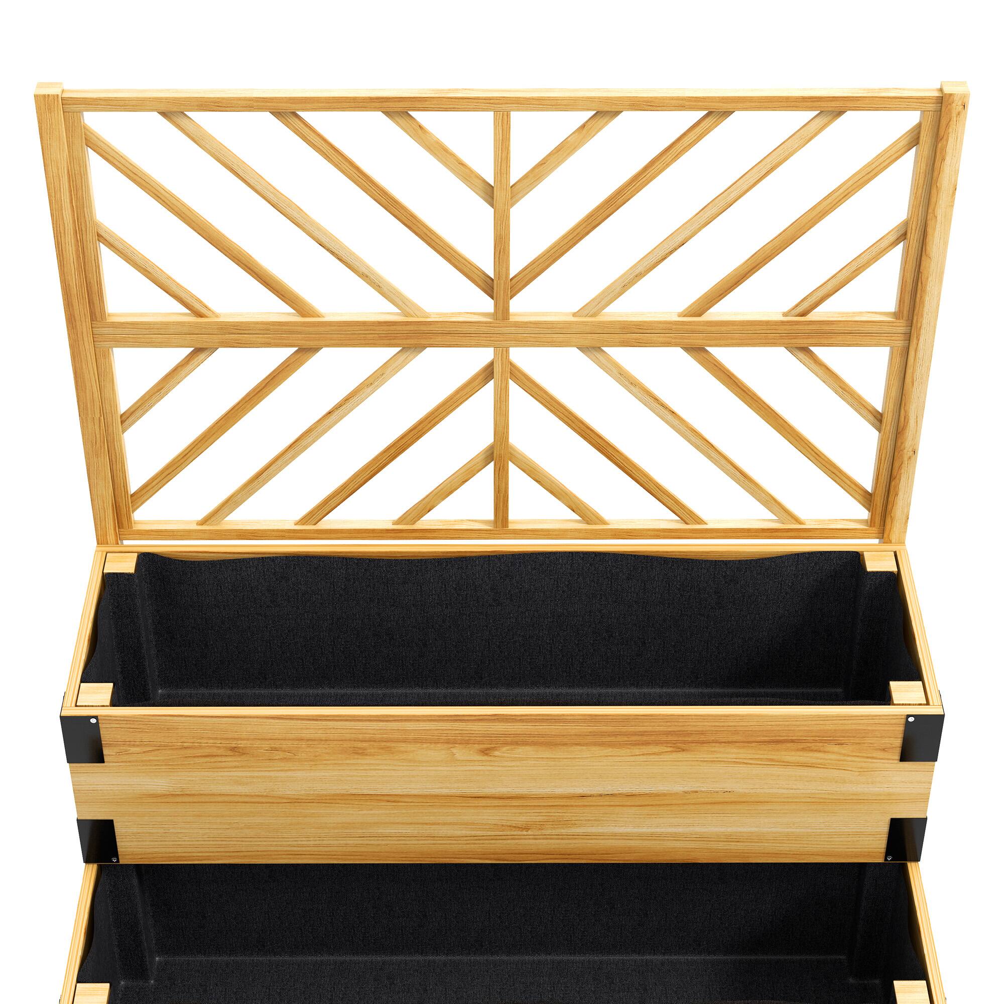 Alt View 8. Outsunny - Raised Garden Bed with Trellis, 2 Tier Wooden Elevated Planter Box with Legs and Metal Corners for Vegetables, Flowers - Natural Wood.