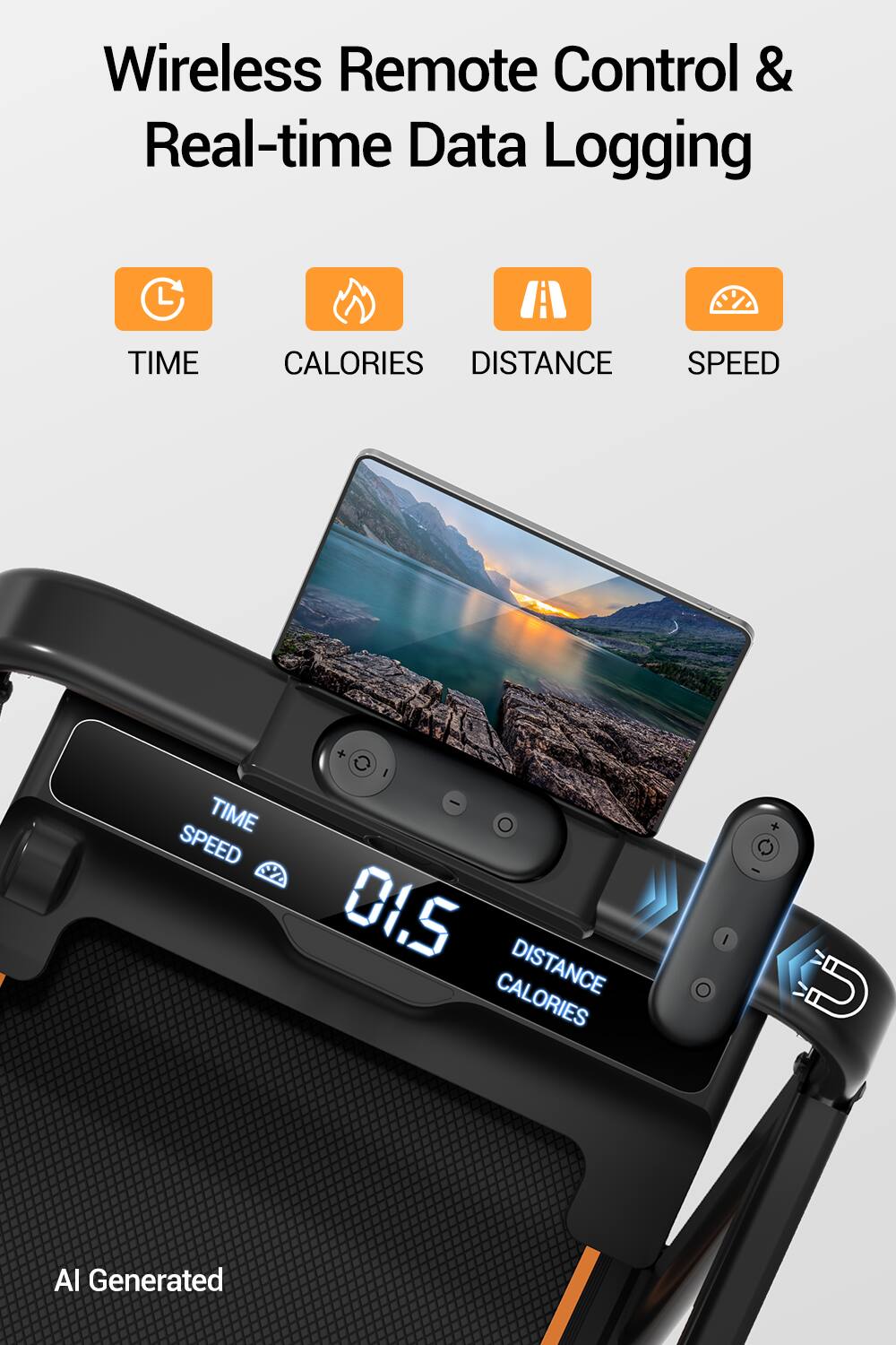 Wireless Remote Control & Real-time Data Logging

TIME
CALORIES
DISTANCE
SPEED

TIME SPEED
01.5 DISTANCE CALORIES

AI Generated