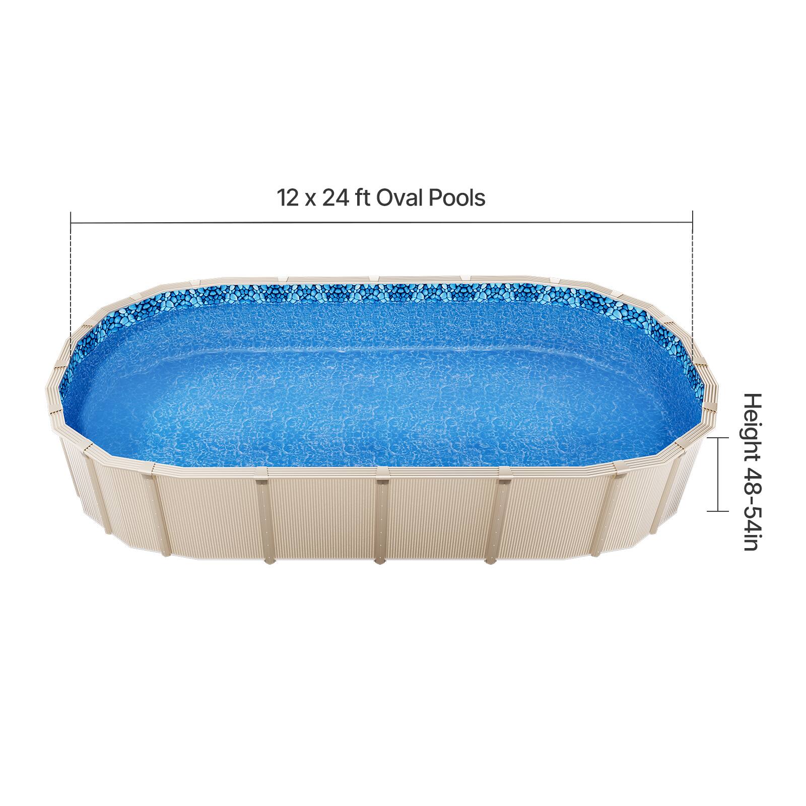 12 x 24 ft Oval Pools  
Height 48-54 in