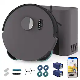 bObsweep - Dustin Combo Robot Vacuum & Mop, with Dual Spin Mops, 8000 Pa Suction, 100-day Auto-Empty Dock, and Odor Control Bags - Twilight