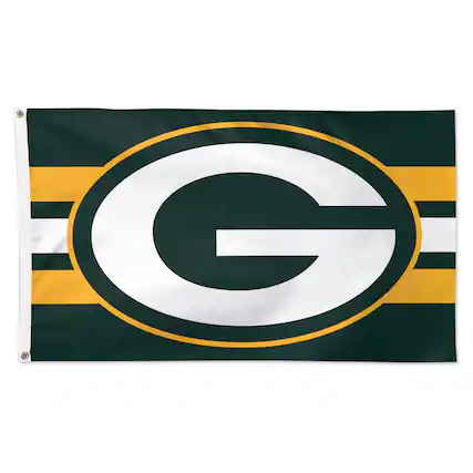 Front. WinCraft - Green Bay Packers 3' x 5' Horizontal Stripe 1-Sided Deluxe Flag - Multicolor.