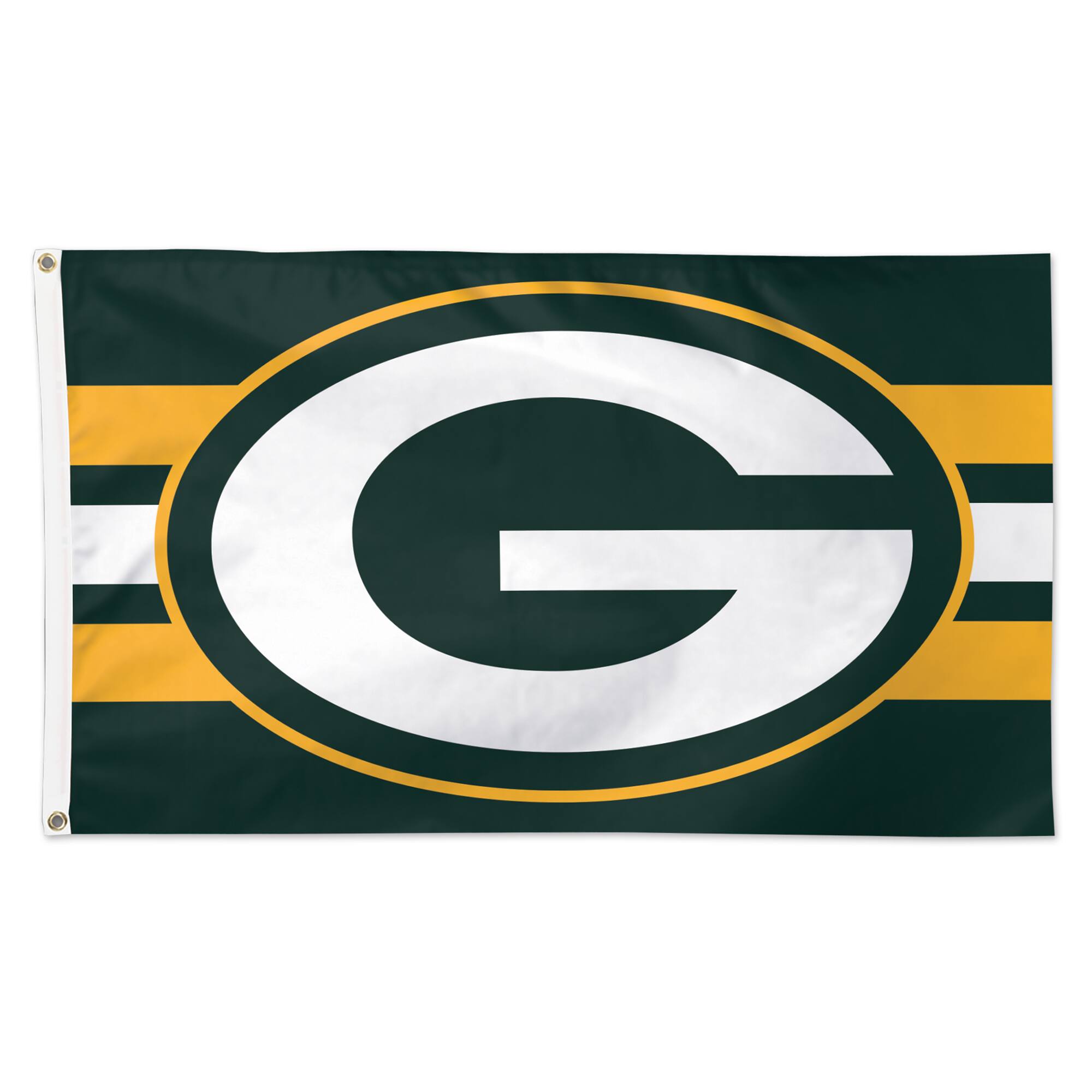 Front. WinCraft - Green Bay Packers 3' x 5' Horizontal Stripe 1-Sided Deluxe Flag - Multicolor.