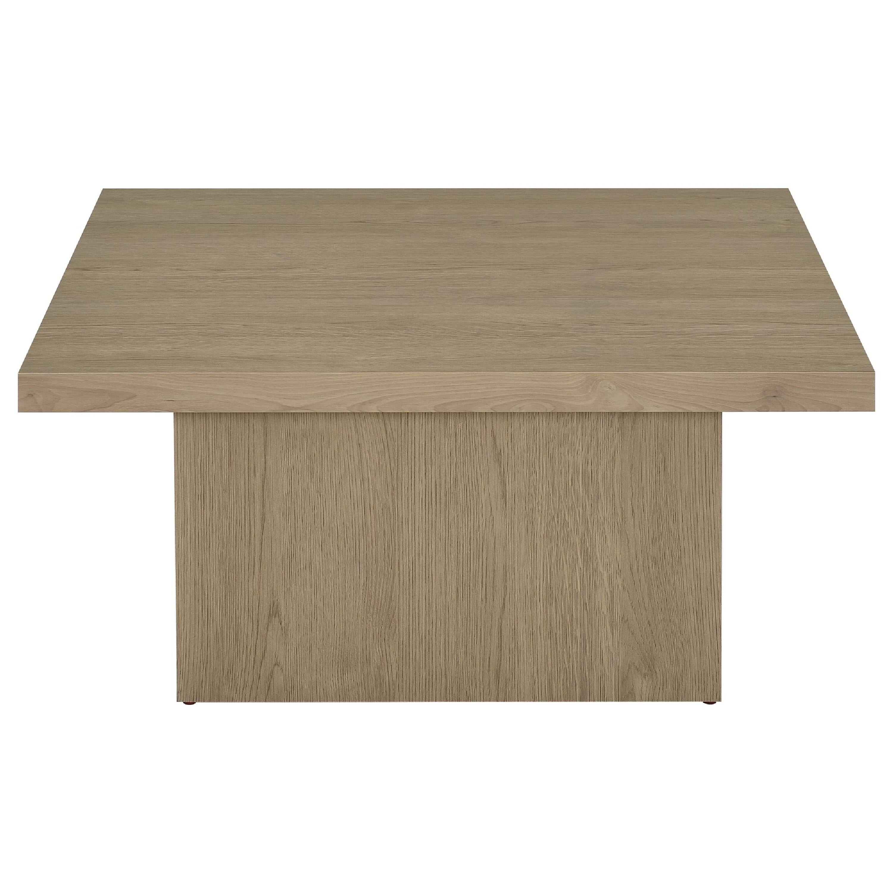 Alt View 1. Manhattan Lane - Darla Square Cocktail Coffee Table, Pedestal Base, Wood 36 Inch - Latte Brown.