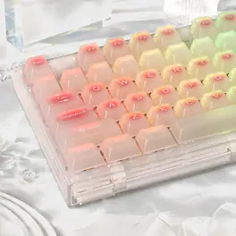 Womier - Jade keycaps, Translucent Jelly PC Keyboard caps,Cherry Profile Custom keycap for Cherry Gateron MX Mechanical Keyboard - Pinky